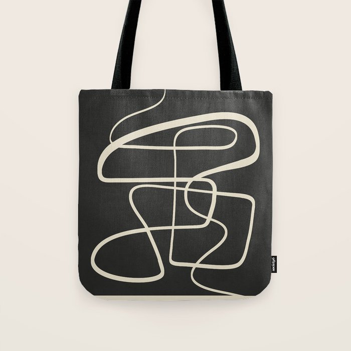 Modern Abstract Lines - Noir Tote Bag Gallery Image 1