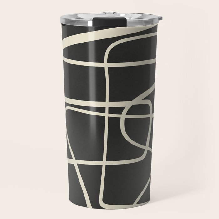 Modern Abstract Lines - Noir Travel Mug Gallery Image 1