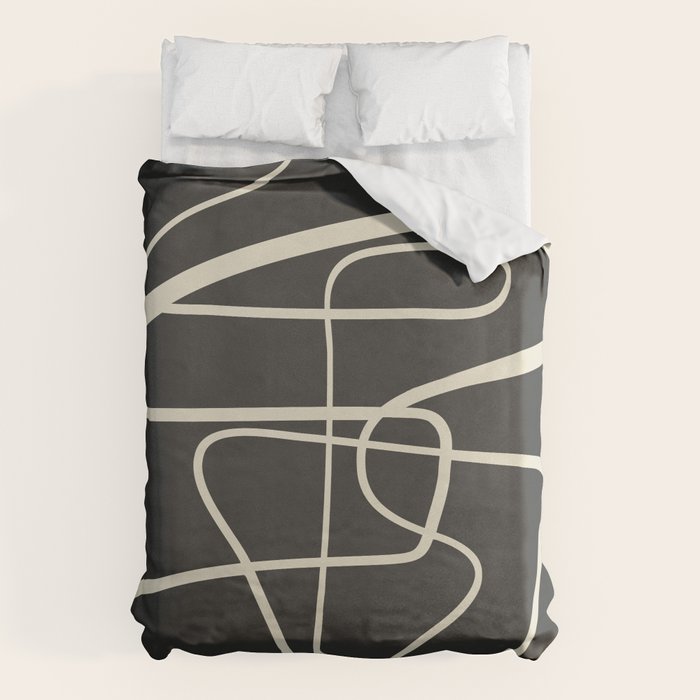 Modern Abstract Lines - Noir Duvet Cover Gallery Image 1