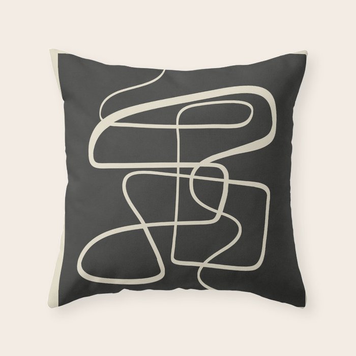 Modern Abstract Lines - Noir Throw Pillow Gallery Image 1