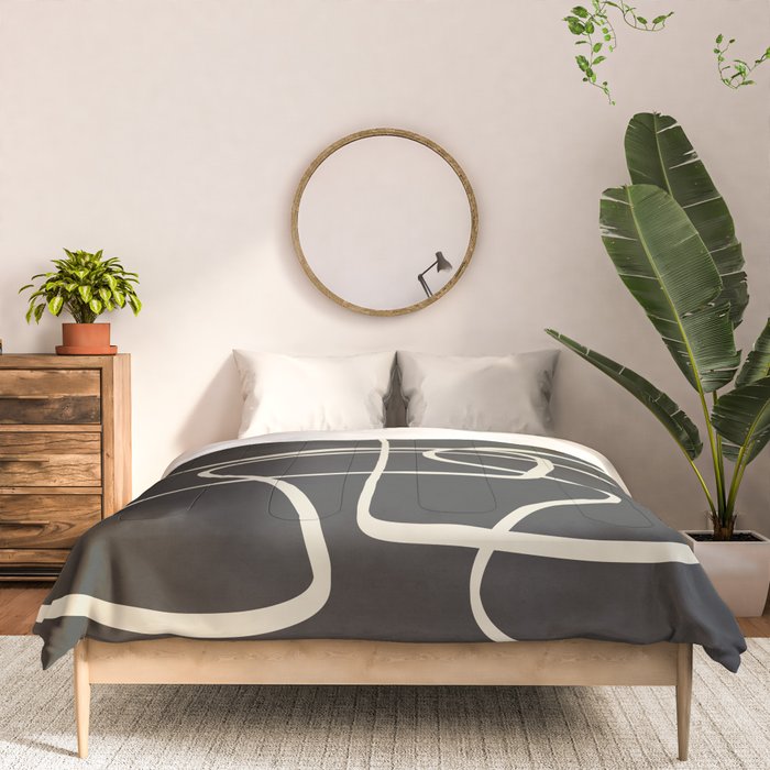 Modern Abstract Lines - Noir Comforter Gallery Image 3