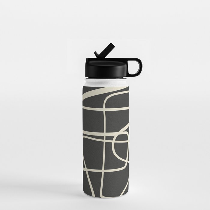 Modern Abstract Lines - Noir Water Bottle Gallery Image 1