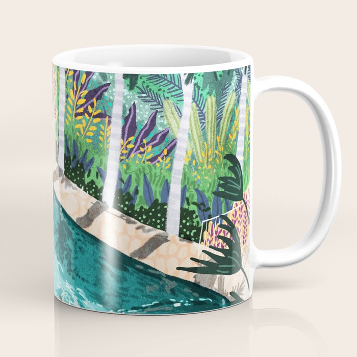 Luxury Tiger Villa illustration, Architecture Travel Nature Painting, Hotel Landscape Garden Coffee Mug Gallery Image 1