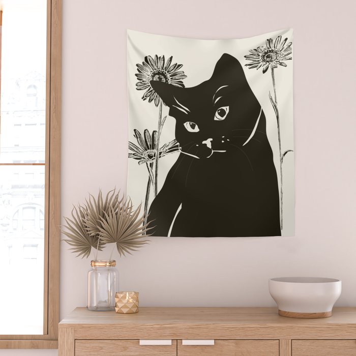Black Cat 3 Wall Tapestry Gallery Image 2