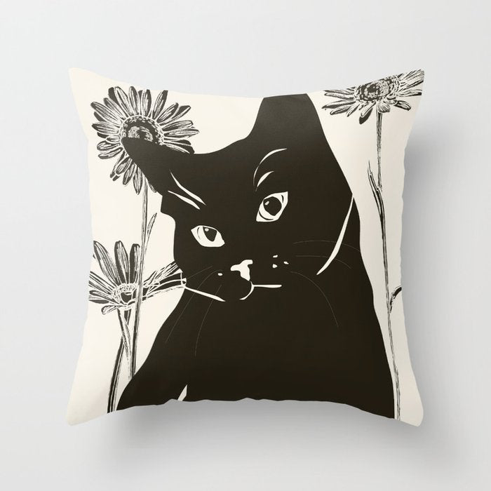 Black Cat 3 Throw Pillow Gallery Image 1