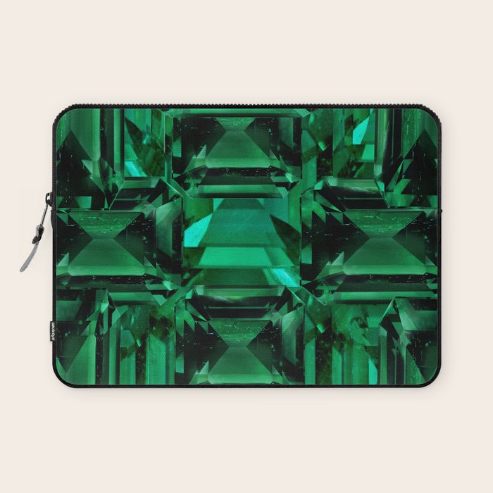 CLUSTERED FACETED EMERALD GREEN MAY GEMSTONES Laptop Sleeve Gallery Image 1