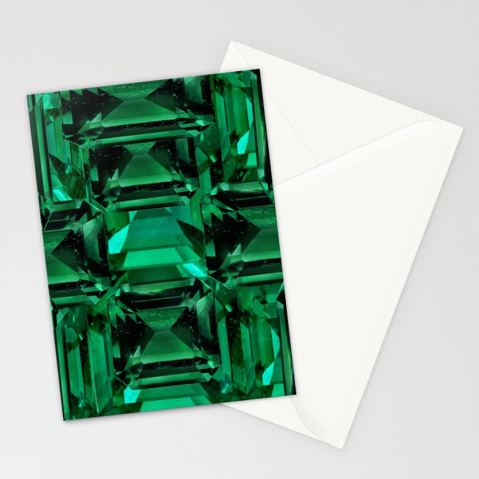 CLUSTERED FACETED EMERALD GREEN MAY GEMSTONES Stationery Card Gallery Image 2