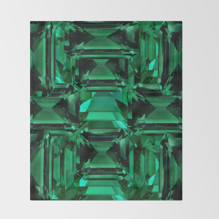 CLUSTERED FACETED EMERALD GREEN MAY GEMSTONES Throw Blanket Gallery Image 2