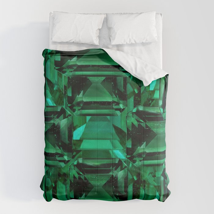 CLUSTERED FACETED EMERALD GREEN MAY GEMSTONES Comforter Gallery Image 6