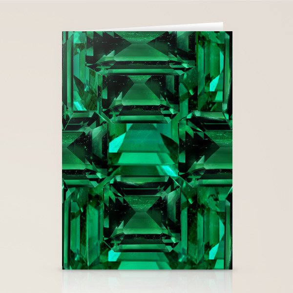 CLUSTERED FACETED EMERALD GREEN MAY GEMSTONES Stationery Card Gallery Image 1