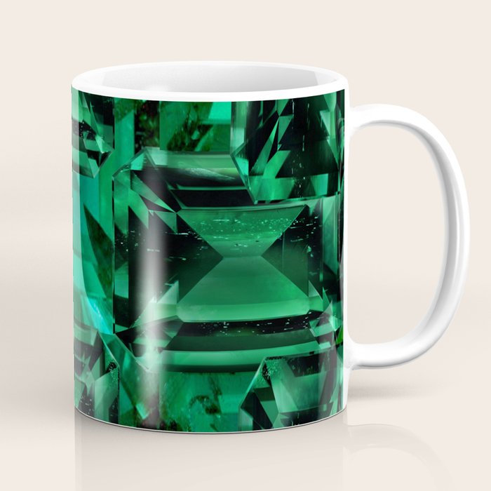 CLUSTERED FACETED EMERALD GREEN MAY GEMSTONES Coffee Mug Gallery Image 1