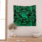 CLUSTERED FACETED EMERALD GREEN MAY GEMSTONES Wall Tapestry Gallery Image 2