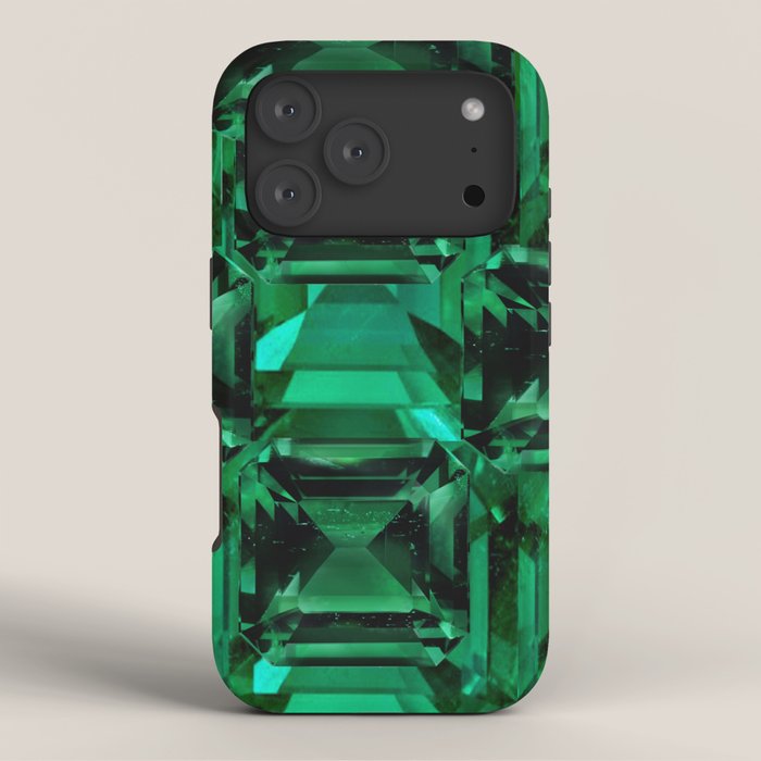 CLUSTERED FACETED EMERALD GREEN MAY GEMSTONES iPhone Case Gallery Image 3