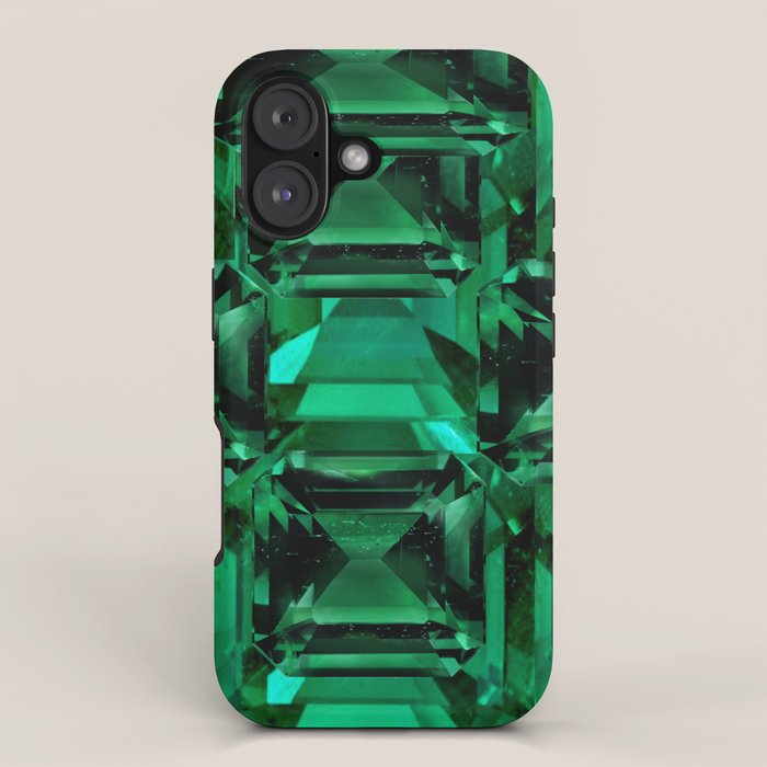 CLUSTERED FACETED EMERALD GREEN MAY GEMSTONES iPhone Case Gallery Image 1