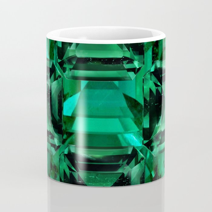 CLUSTERED FACETED EMERALD GREEN MAY GEMSTONES Coffee Mug Gallery Image 4