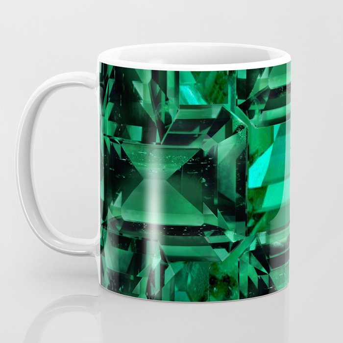 CLUSTERED FACETED EMERALD GREEN MAY GEMSTONES Coffee Mug Gallery Image 3