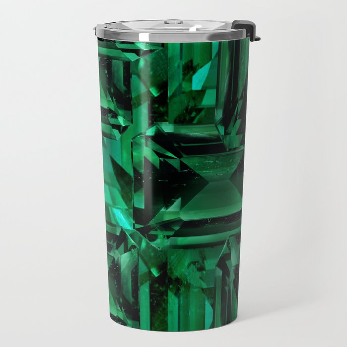 CLUSTERED FACETED EMERALD GREEN MAY GEMSTONES Travel Mug Gallery Image 2