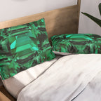 CLUSTERED FACETED EMERALD GREEN MAY GEMSTONES Pillow Sham Gallery Image 2