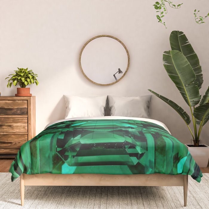 CLUSTERED FACETED EMERALD GREEN MAY GEMSTONES Comforter Gallery Image 3