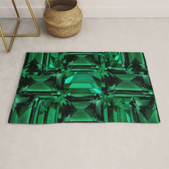 CLUSTERED FACETED EMERALD GREEN MAY GEMSTONES Rug Gallery Image 1