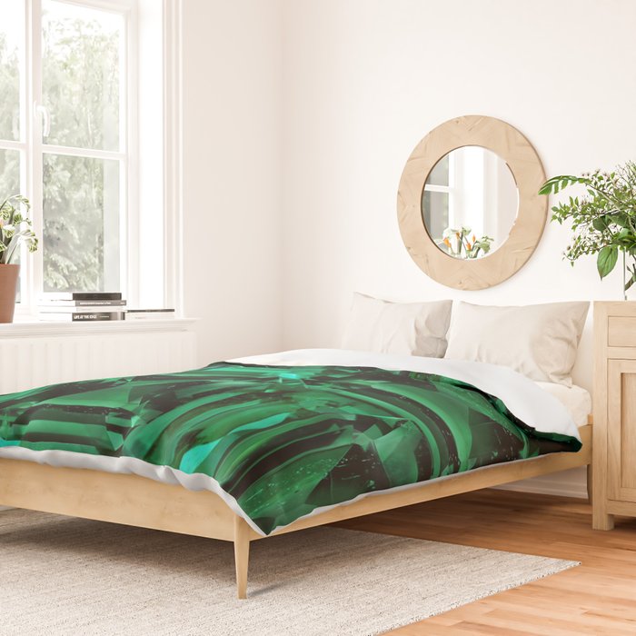 CLUSTERED FACETED EMERALD GREEN MAY GEMSTONES Duvet Cover Gallery Image 2