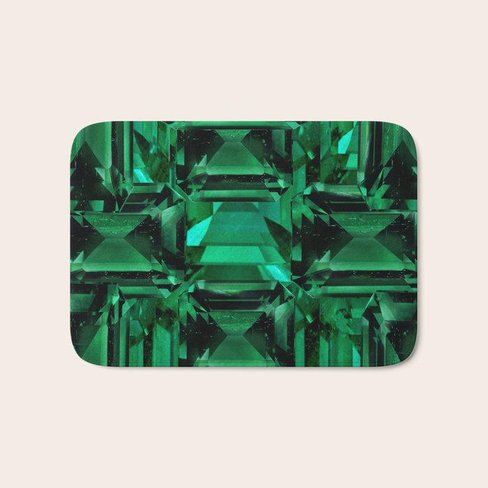 CLUSTERED FACETED EMERALD GREEN MAY GEMSTONES Bath Mat Gallery Image 1