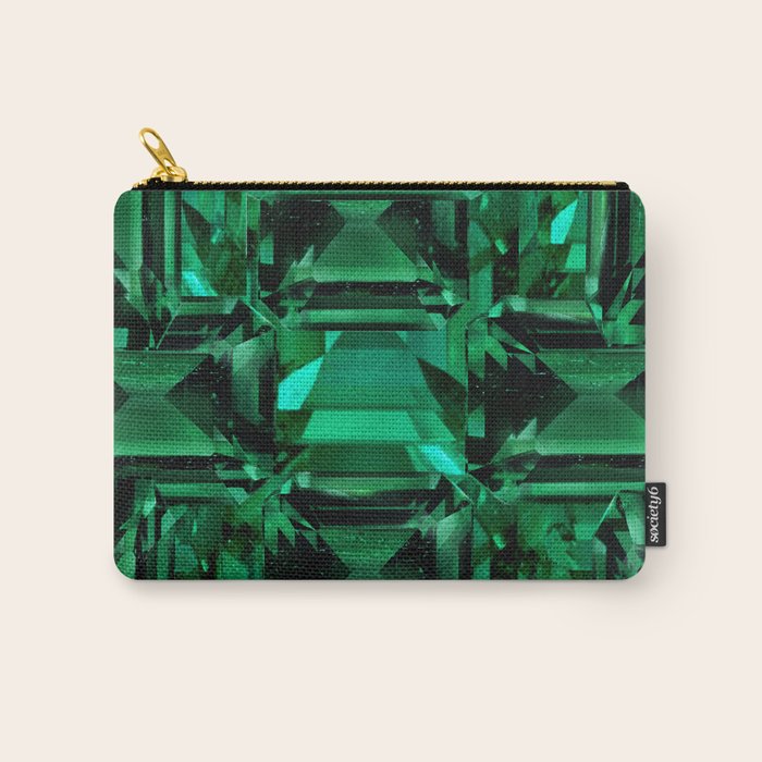 CLUSTERED FACETED EMERALD GREEN MAY GEMSTONES Carry All Pouch Gallery Image 1
