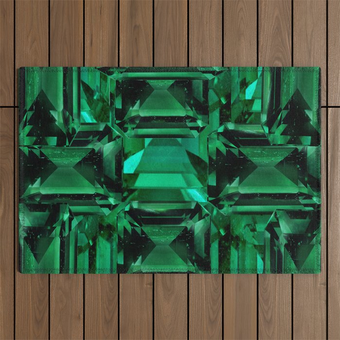 CLUSTERED FACETED EMERALD GREEN MAY GEMSTONES Outdoor Rug Gallery Image 1