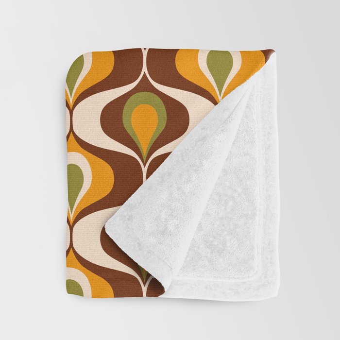Retro 70s ovals op-art pattern brown, orange Throw Blanket Gallery Image 3