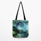 Land and Water Abstract Ink Painting Blues and Greens Tote Bag Gallery Image 2
