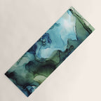 Land and Water Abstract Ink Painting Blues and Greens Yoga Mat Gallery Image 1