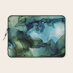 Land and Water Abstract Ink Painting Blues and Greens Laptop Sleeve Gallery Image 1