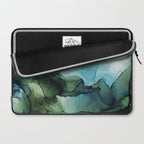 Land and Water Abstract Ink Painting Blues and Greens Laptop Sleeve Gallery Image 2