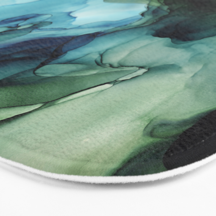 Land and Water Abstract Ink Painting Blues and Greens Bath Mat Gallery Image 3