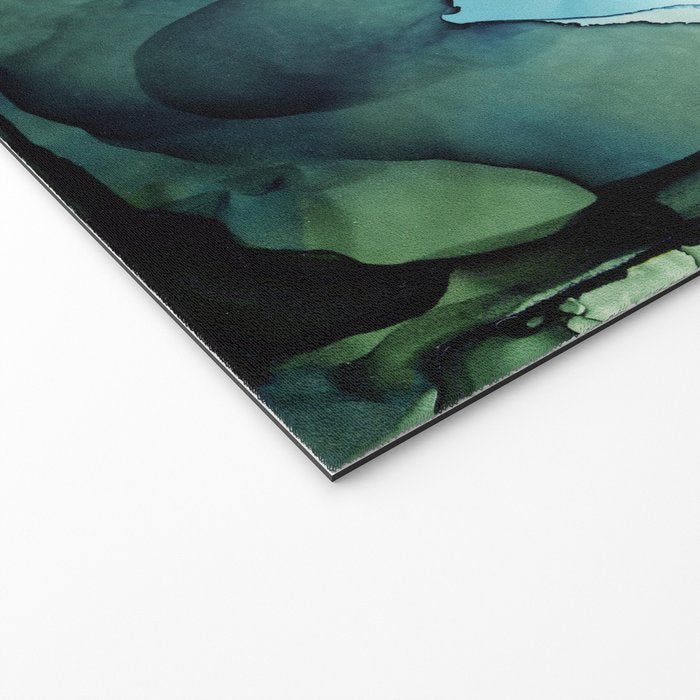 Land and Water Abstract Ink Painting Blues and Greens Welcome Mat Gallery Image 2