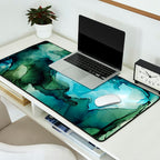 Land and Water Abstract Ink Painting Blues and Greens Desk Mat Gallery Image 2