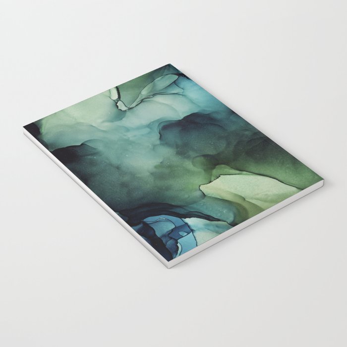 Land and Water Abstract Ink Painting Blues and Greens Notebook Gallery Image 3