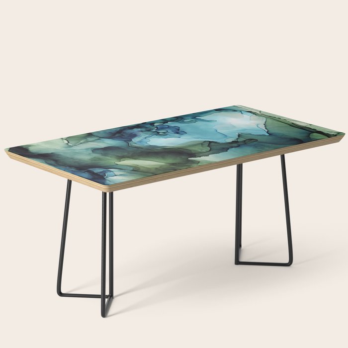 Land and Water Abstract Ink Painting Blues and Greens Coffee Table Gallery Image 1