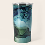 Land and Water Abstract Ink Painting Blues and Greens Travel Mug Gallery Image 1