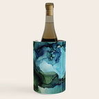 Land and Water Abstract Ink Painting Blues and Greens Wine Chiller Gallery Image 1