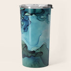 Land and Water Abstract Ink Painting Blues and Greens Travel Mug Gallery Image 2