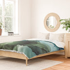 Land and Water Abstract Ink Painting Blues and Greens Duvet Cover Gallery Image 2
