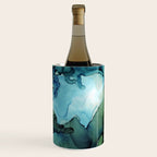 Land and Water Abstract Ink Painting Blues and Greens Wine Chiller Gallery Image 3