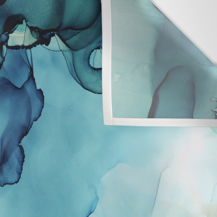Land and Water Abstract Ink Painting Blues and Greens Wall Tapestry Gallery Image 3