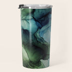 Land and Water Abstract Ink Painting Blues and Greens Travel Mug Gallery Image 3