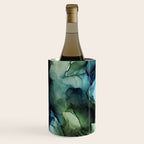 Land and Water Abstract Ink Painting Blues and Greens Wine Chiller Gallery Image 2