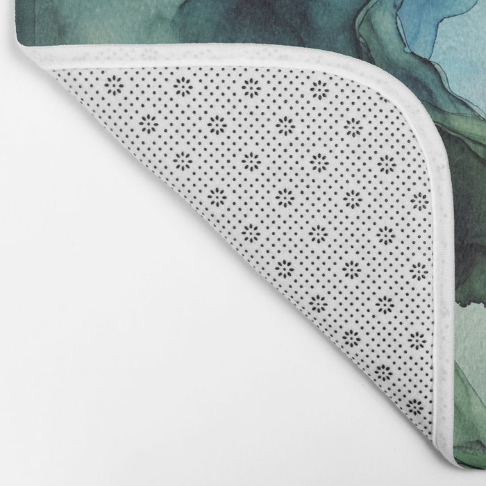 Land and Water Abstract Ink Painting Blues and Greens Bath Mat Gallery Image 2