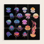 Jellyfish Day - dark Wood Wall Art Gallery Image 1