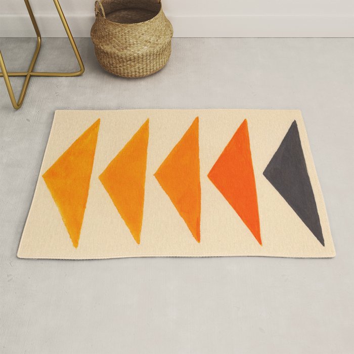 Vintage Scandinavian Orange Geometric Triangle Pattern Rug Gallery Image 1