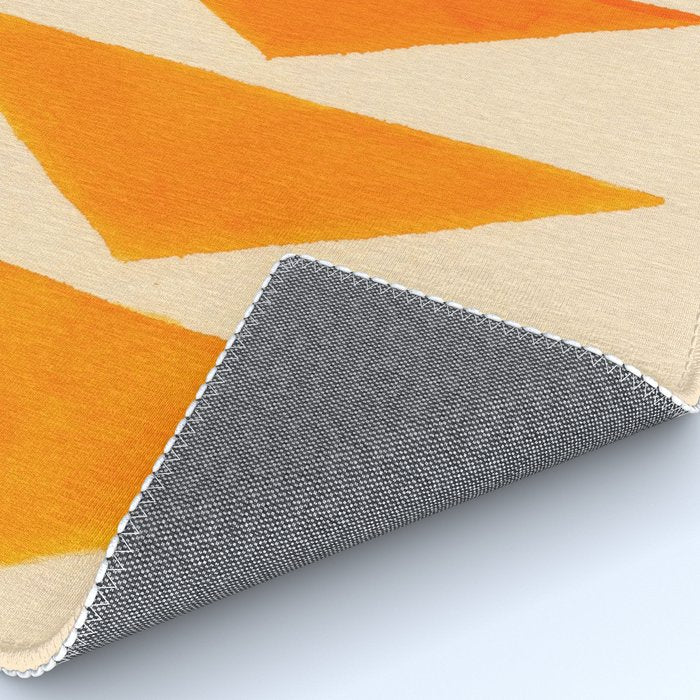 Vintage Scandinavian Orange Geometric Triangle Pattern Rug Gallery Image 4